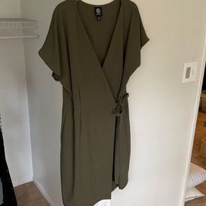 Olive green flattering wrap dress